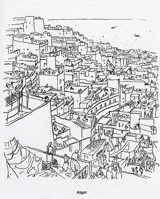 Panorama de la Kasbah dessiné par Charles BROUTY