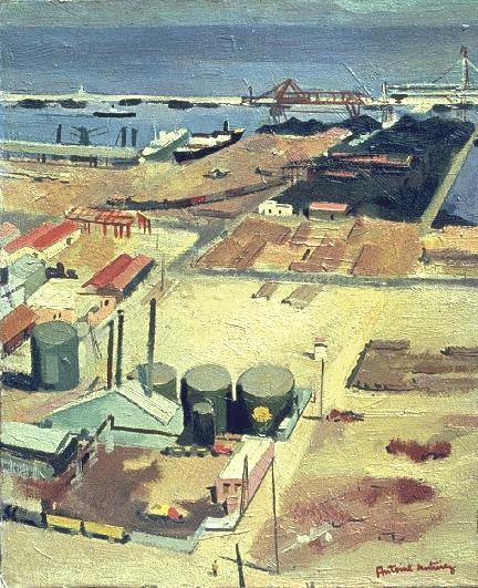 Oran le quai à charbon, tableau du peintre Antoine MARTINEZ