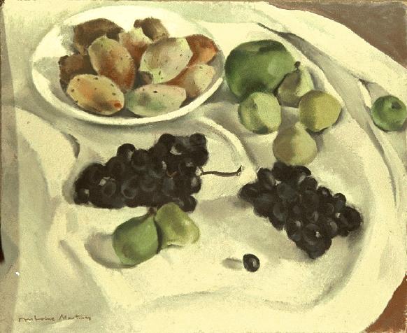 Raisins noirs et figues de barbarie, un tableau du peintre Antoine MARTINEZ