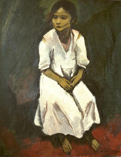 Petite fille inquiète, un tableau du peintre Antoine MARTINEZ