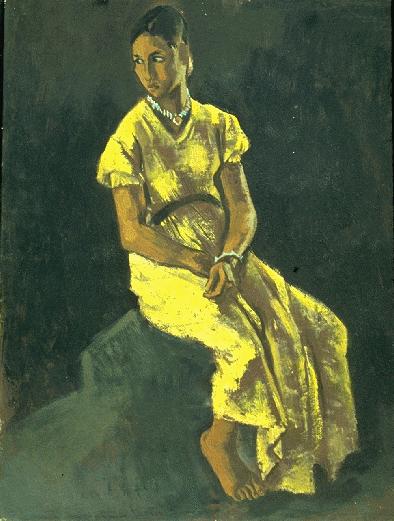 La mauresque à la robe jaune, un tableau du peintre Antoine MARTINEZ